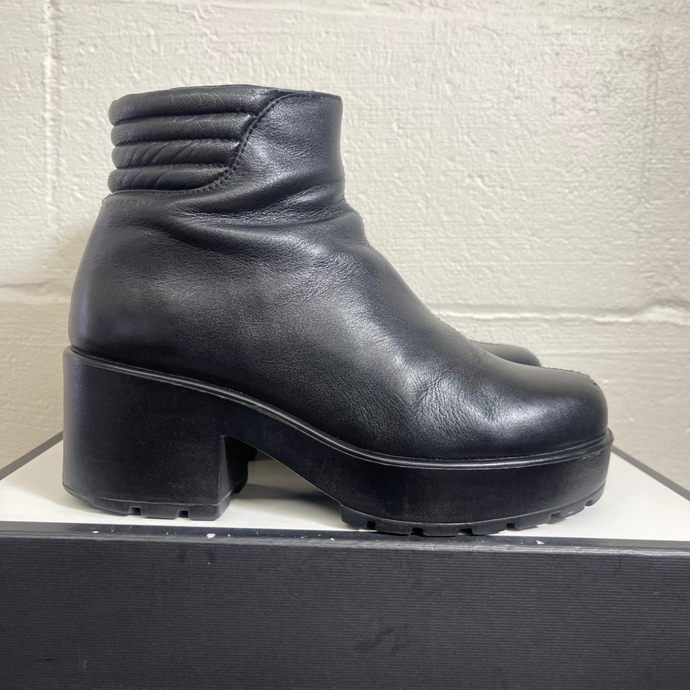 Vagabond Grace Platform Chunky Heel Ankle Boots Black Leather Womens 39 EU/9 US